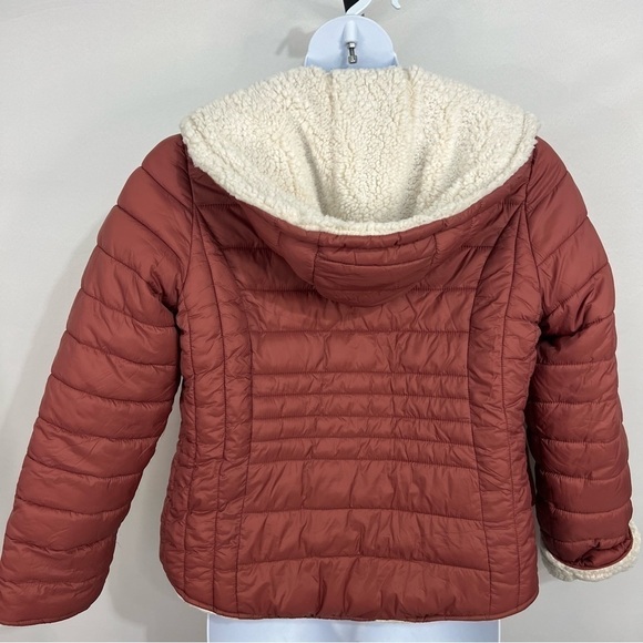 Love tree Sherpa lined puffer jacket size large, dusty rose color, hooded jacket - Picture 2 of 9